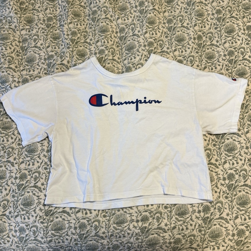 Champion White Short Sleeve Tee with Classic Logo